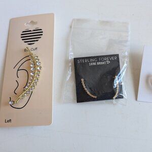 Gold Earrings and Ear Crawler Bundle